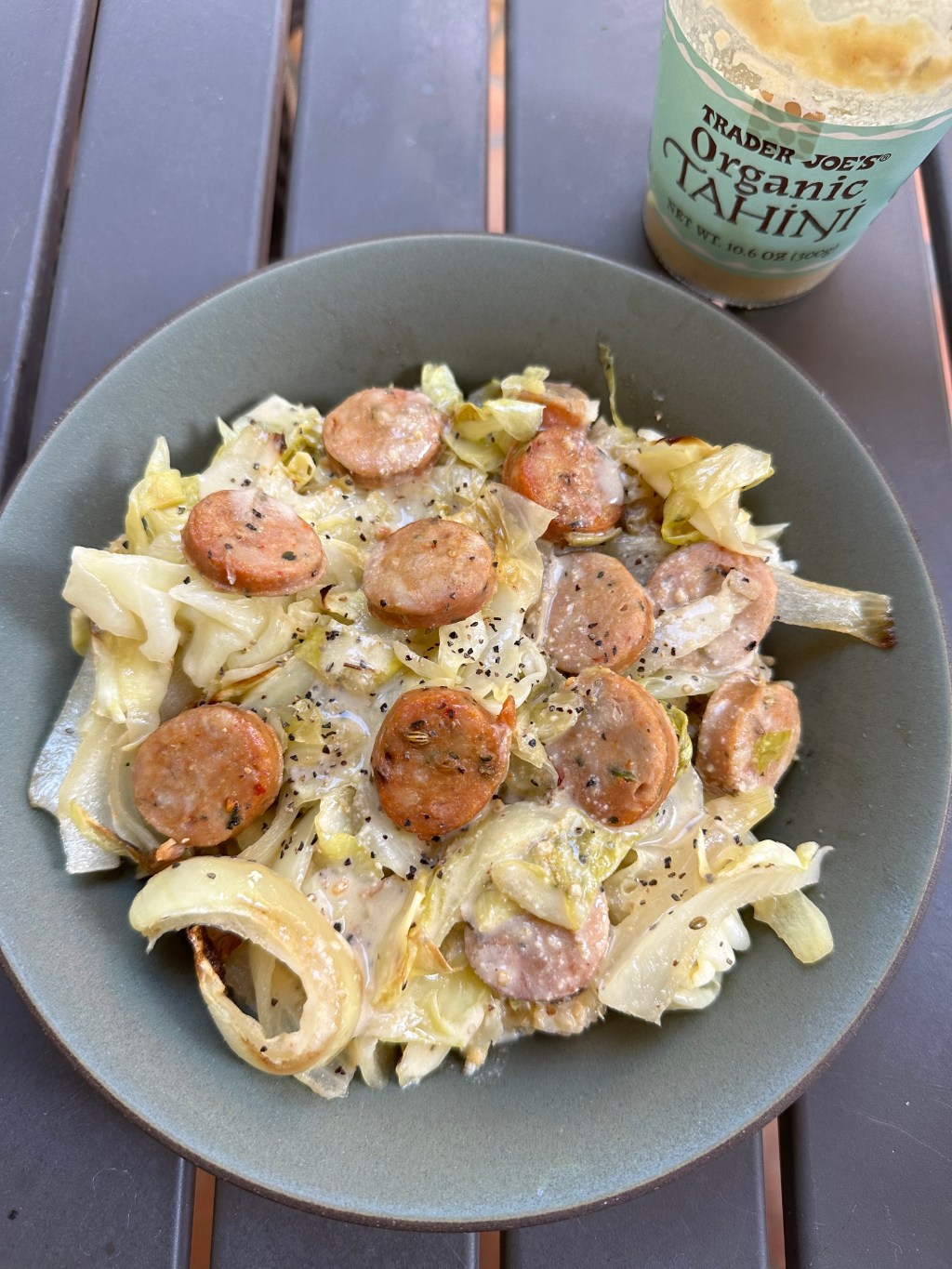 Tahini & Lemon Roasted Cabbage with&nbsp;Sausage