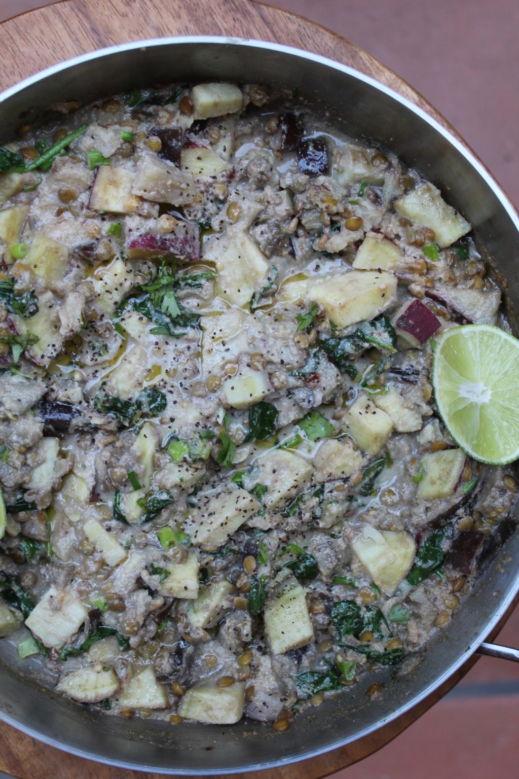 Tahini Lentil Curry with Japanese Sweet Potatoes &&nbsp;Eggplant