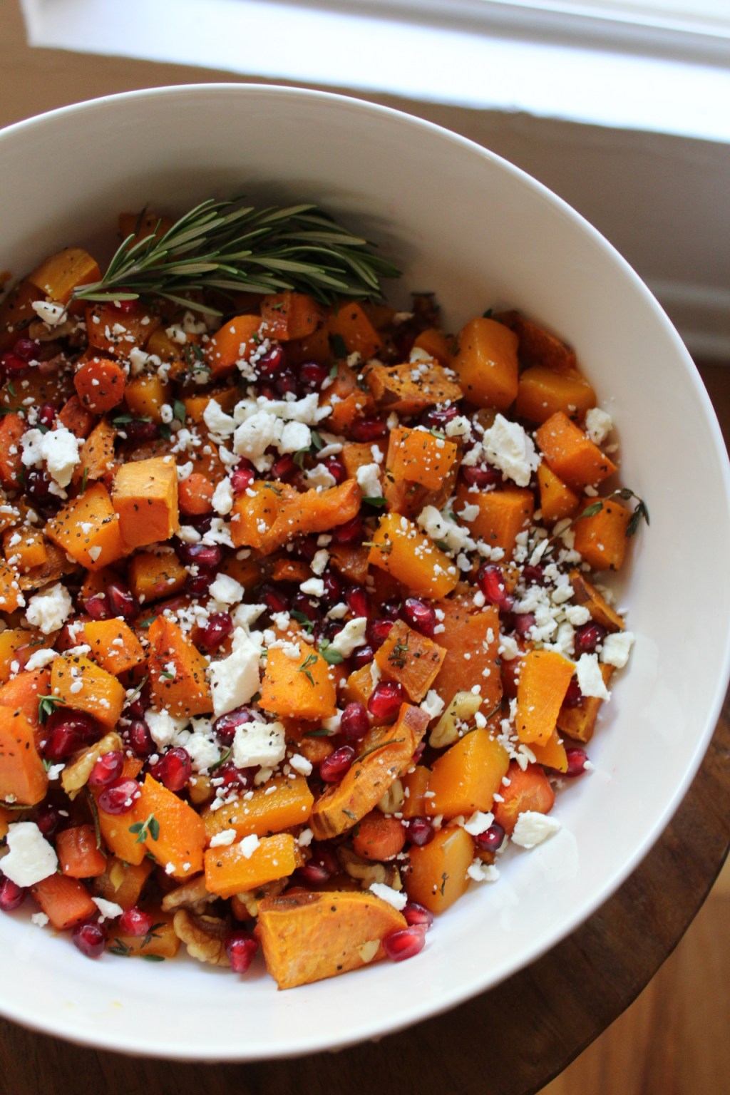 Holiday Honey Roasted Butternut Squash with Sweet Potatoes, Carrots, Pomegranates &&nbsp;Feta