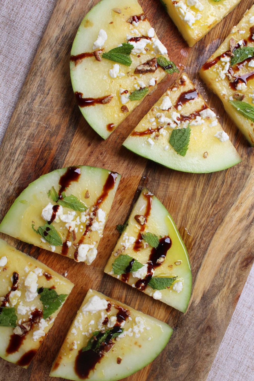 Yellow Watermelon “Pizza” with Feta, Mint & Balsamic&nbsp;Glaze